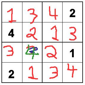 Well, I solved it, but see that 3rd row? I started to write 3 TWICE before I realized it was 4.